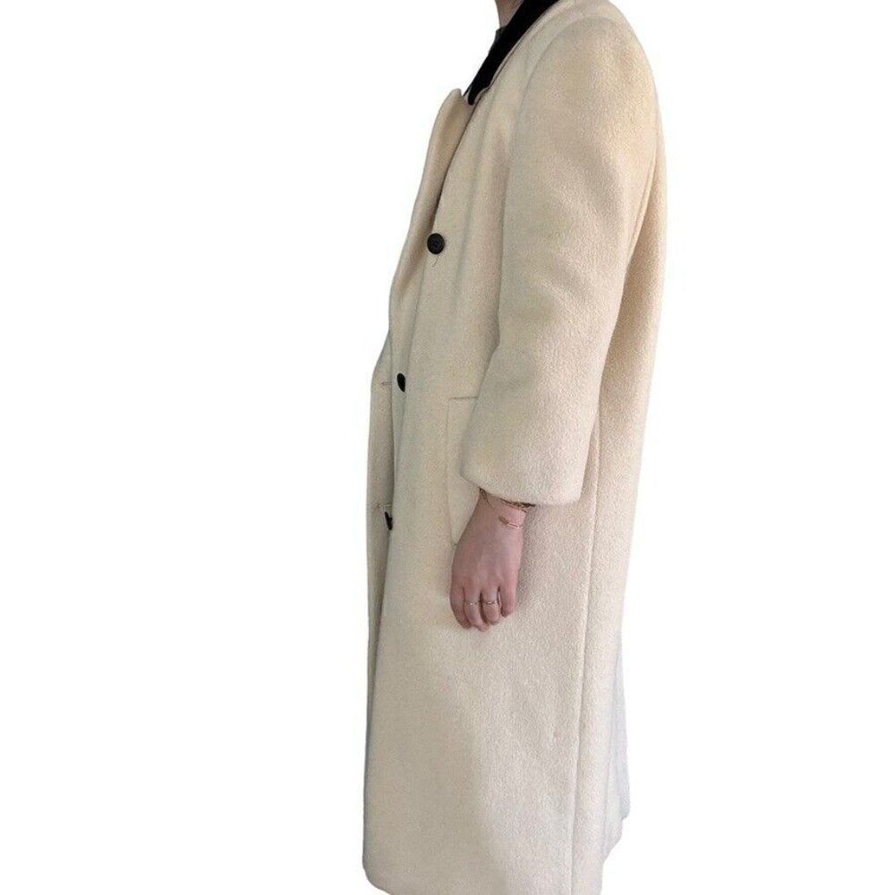 Vintage 1980s Christian Dior White Wool Double Breasted Retro Trench Coat Sz M - Picture 9 of 11